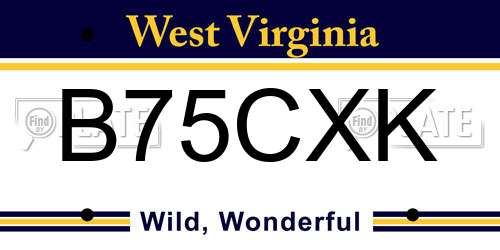 B75CXK West Virginia License Plate
