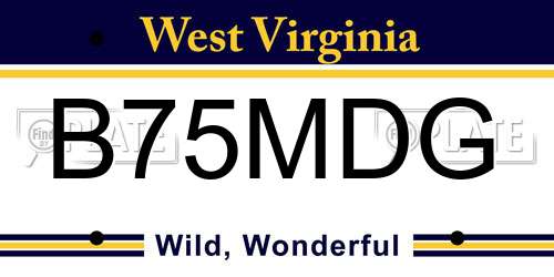 B75MDG West Virginia License Plate
