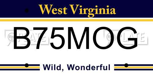 B75MOG West Virginia License Plate