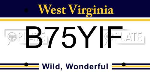 B75YIF West Virginia License Plate