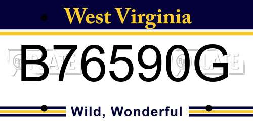 B76590G West Virginia License Plate