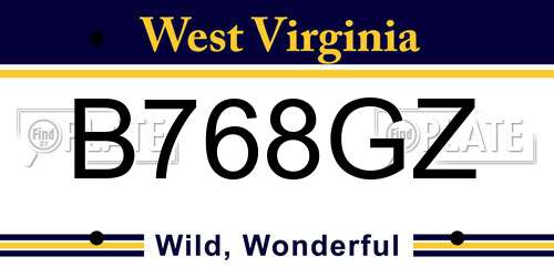 B768GZ West Virginia License Plate