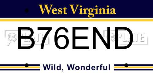 B76END West Virginia License Plate