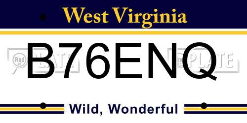 B76ENQ West Virginia License Plate