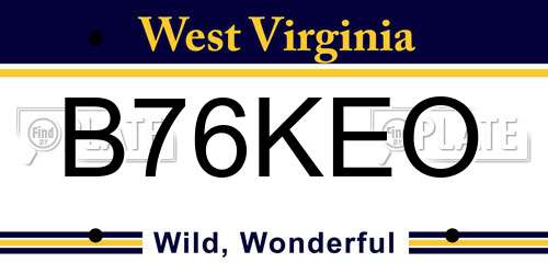 B76KEO West Virginia License Plate