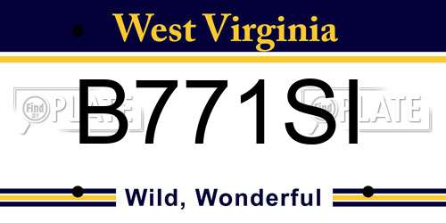 B771SI West Virginia License Plate