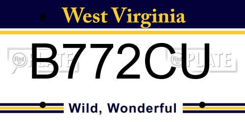 B772CU West Virginia License Plate