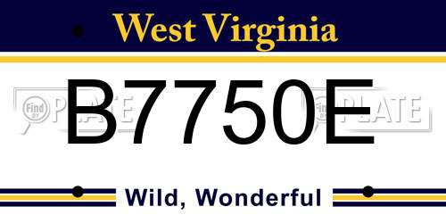 B7750E West Virginia License Plate