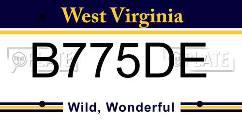 B775DE West Virginia License Plate