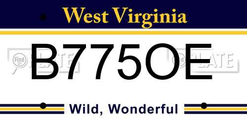 B775OE West Virginia License Plate