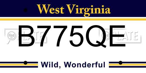 B775QE West Virginia License Plate