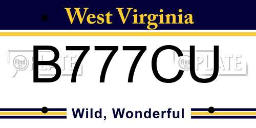 B777CU West Virginia License Plate