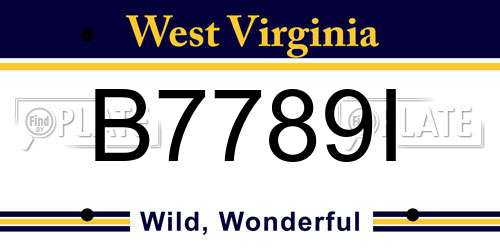 B7789I West Virginia License Plate