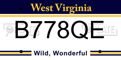 B778QE West Virginia License Plate