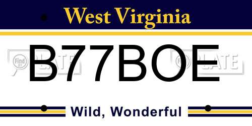 B77BOE West Virginia License Plate