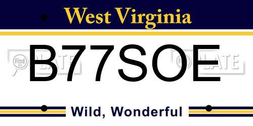 B77SOE West Virginia License Plate