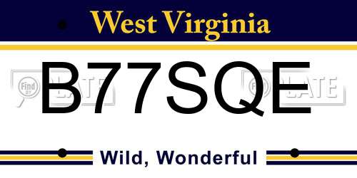 B77SQE West Virginia License Plate