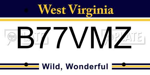 B77VMZ West Virginia License Plate