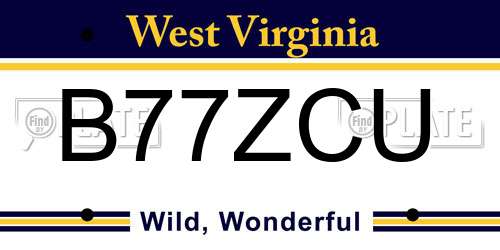 B77ZCU West Virginia License Plate