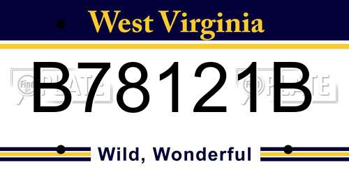 B78121B West Virginia License Plate