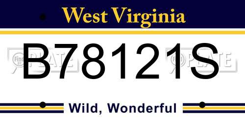B78121S West Virginia License Plate