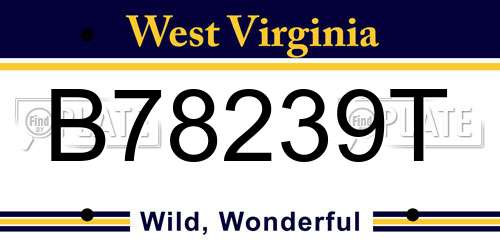 B78239T West Virginia License Plate