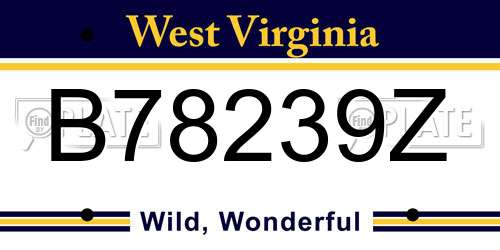 B78239Z West Virginia License Plate