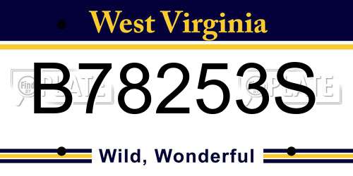 B78253S West Virginia License Plate