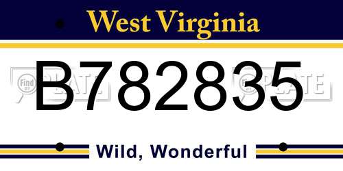 B782835 West Virginia License Plate