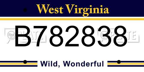 B782838 West Virginia License Plate