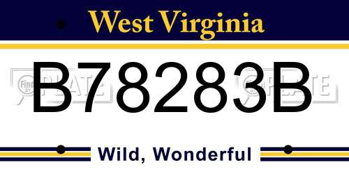 B78283B West Virginia License Plate