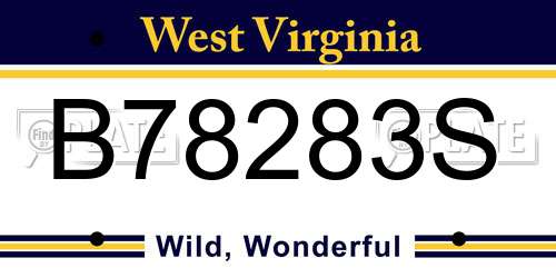 B78283S West Virginia License Plate