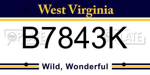B7843K West Virginia License Plate