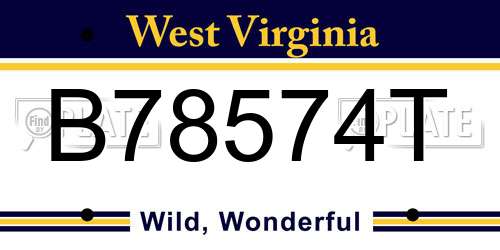 B78574T West Virginia License Plate