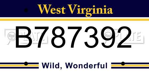 B787392 West Virginia License Plate
