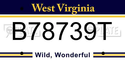 B78739T West Virginia License Plate