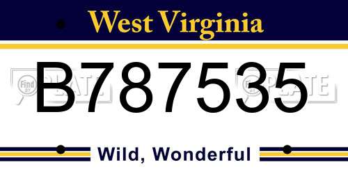 B787535 West Virginia License Plate