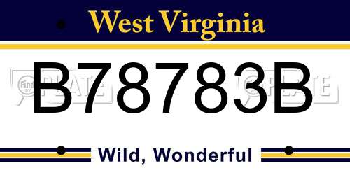 B78783B West Virginia License Plate