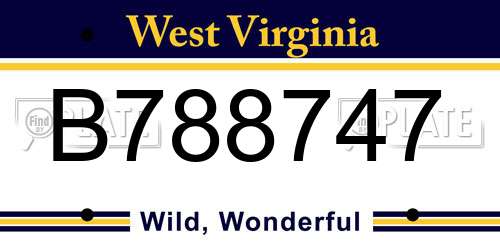 B788747 West Virginia License Plate