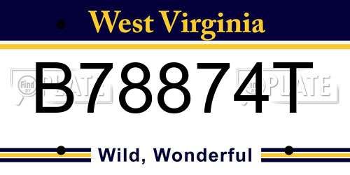B78874T West Virginia License Plate