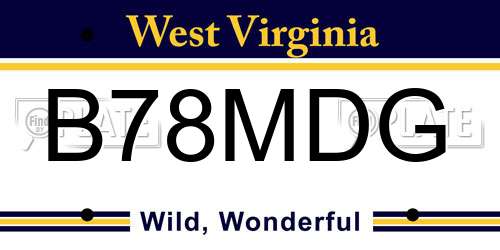B78MDG West Virginia License Plate