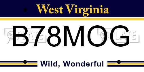 B78MOG West Virginia License Plate