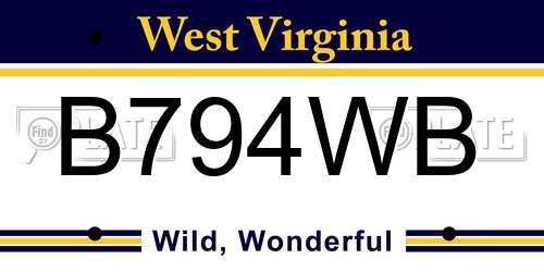 B794WB West Virginia License Plate
