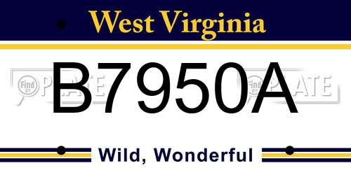 B7950A West Virginia License Plate