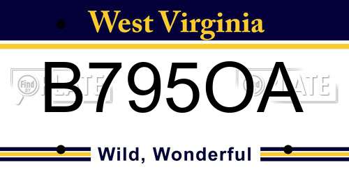 B795OA West Virginia License Plate