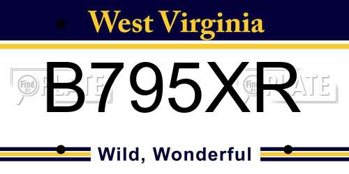 B795XR West Virginia License Plate