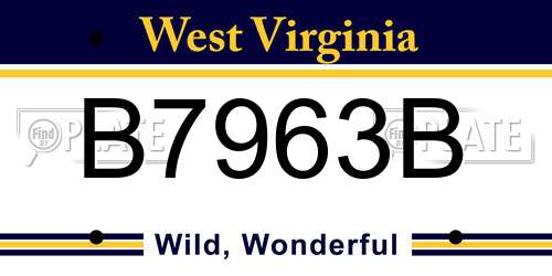 B7963B West Virginia License Plate