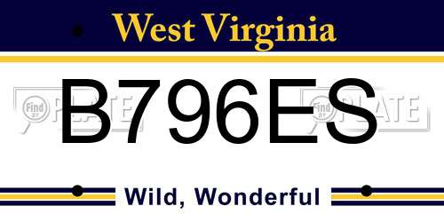 B796ES West Virginia License Plate