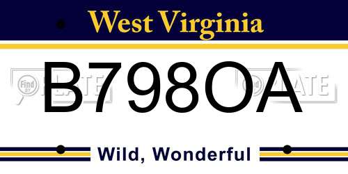B798OA West Virginia License Plate