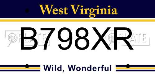 B798XR West Virginia License Plate